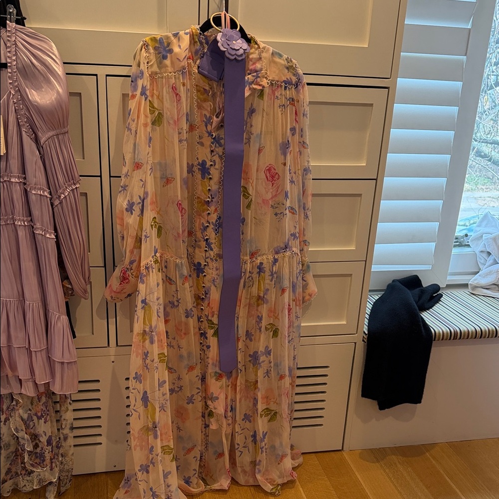 Floral Sheer Maxi Dress in Pastel Multi